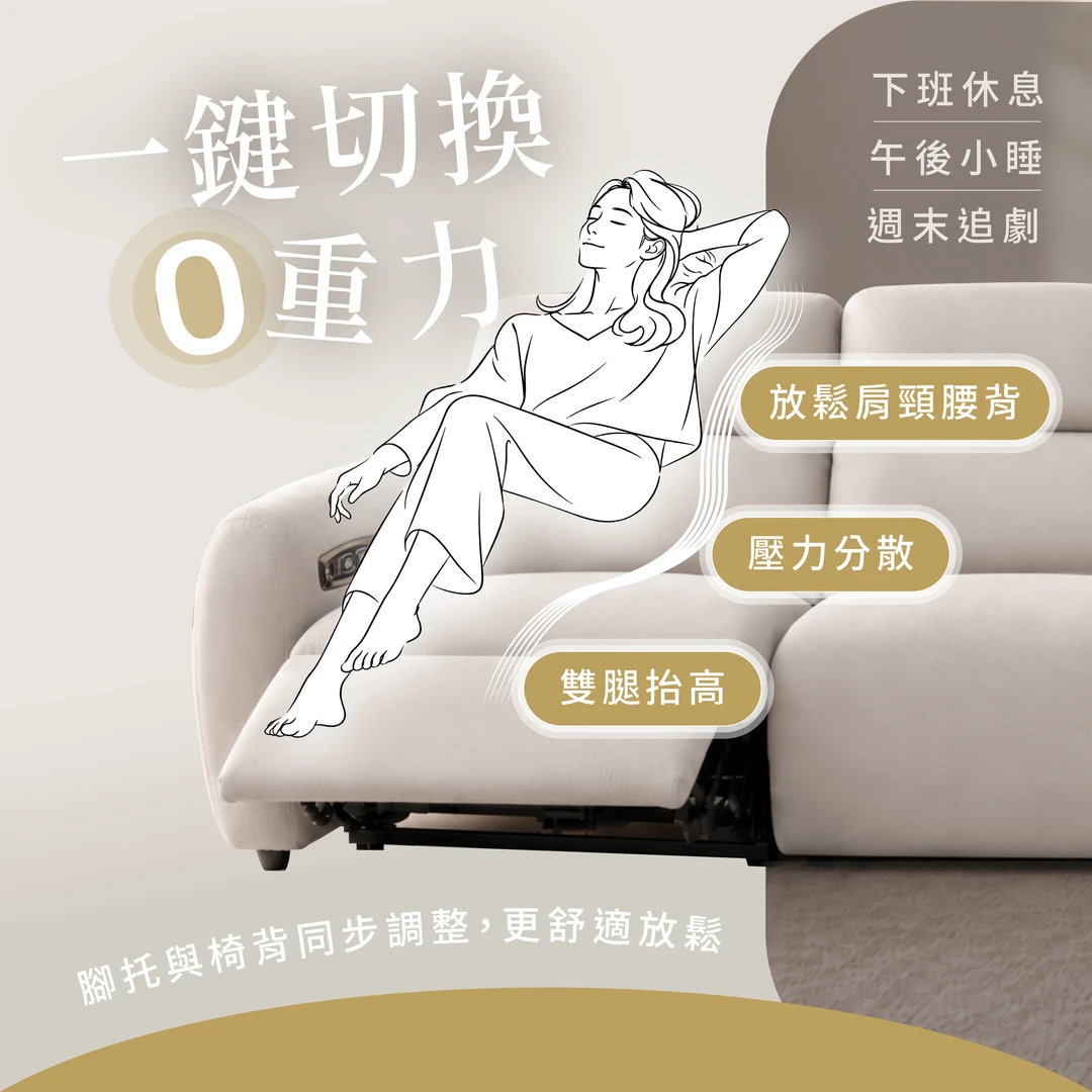 Lumi露米電動沙發｜零重力放鬆模式