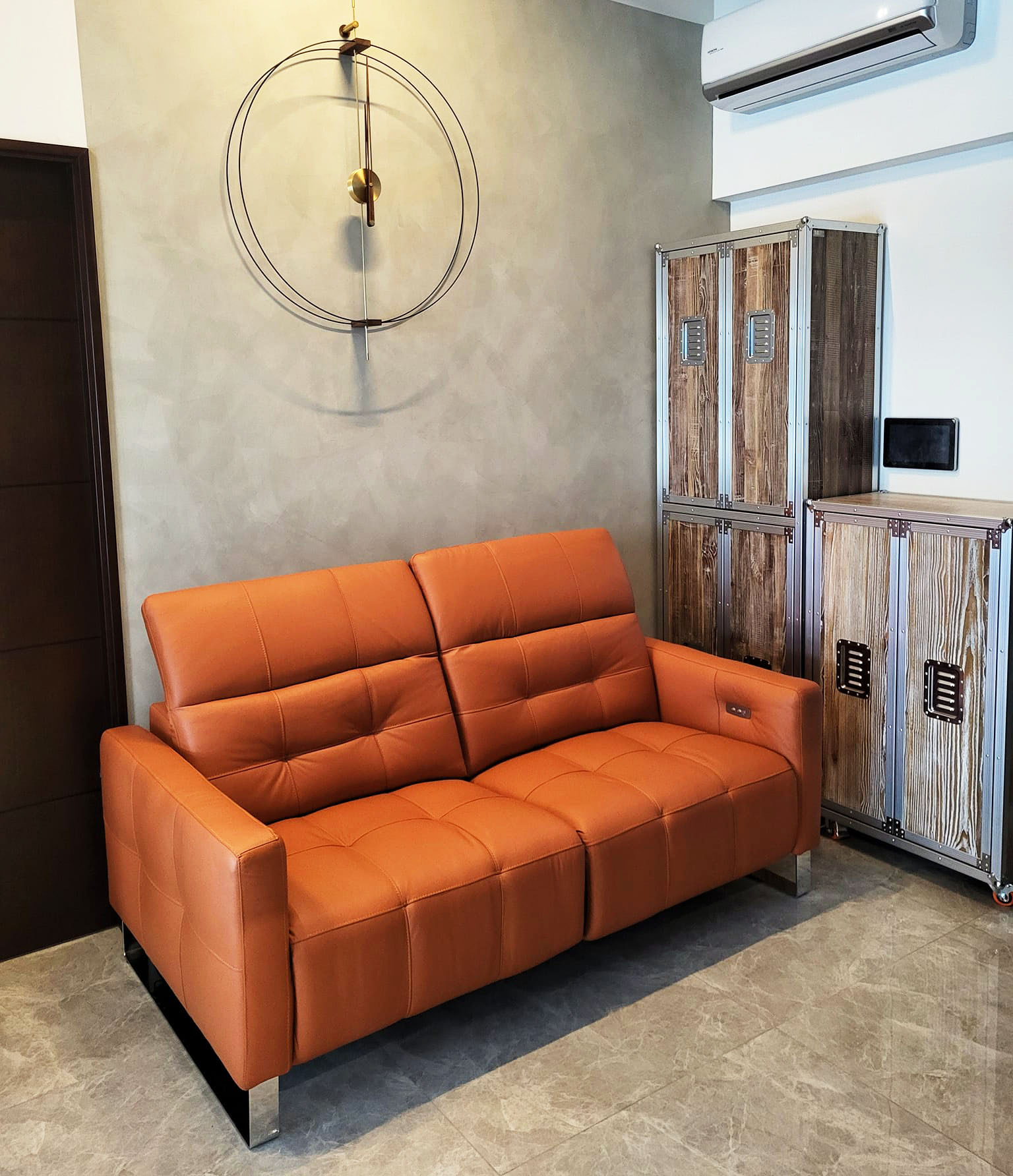 顧客開箱|Dante丹堤全牛皮電動沙發-橘|睡眠王國集團.沙發大師